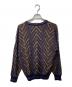 PIERRE SANGAN (ピエール・サンガン) USED (ユーズド) 総柄Vネックニット ネイビー サイズ:M：6000円