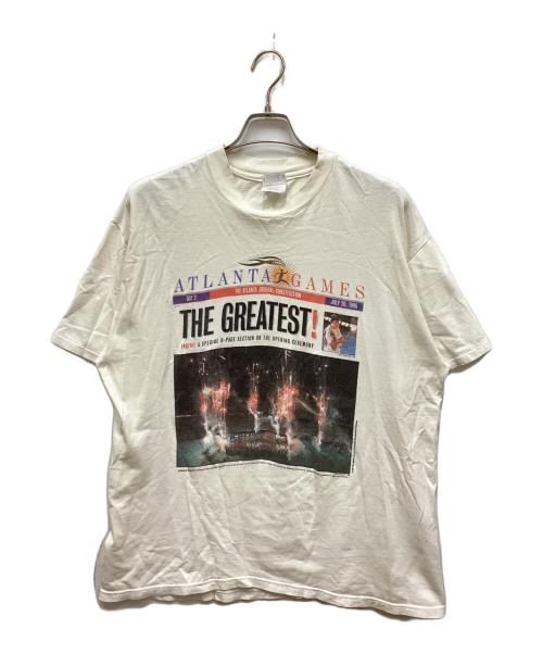 Hanes（ヘインズ）Hanes (ヘインズ) ニュースペーパープリントTシャツ ホワイト サイズ:XLの古着・服飾アイテム