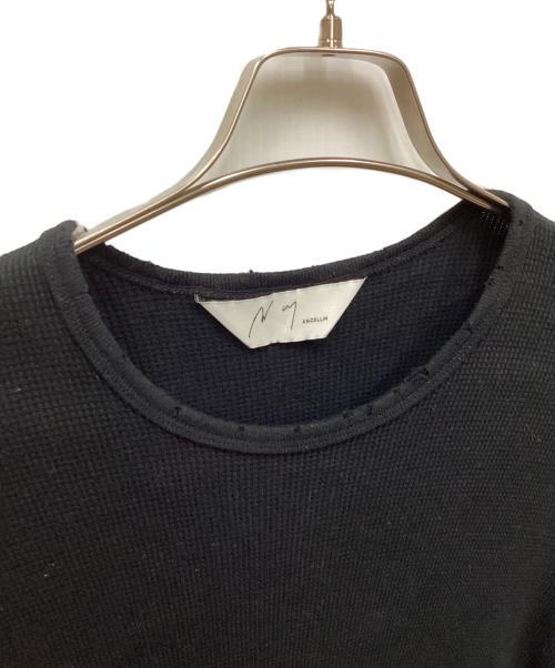 ANCELLM（アンセルム）ANCELLM (アンセルム) DAMAGE WAFFLE CREW LS T-SHIRT/ダメージワッフルクルーロングスリーブTシャツ ブラック サイズ:2の古着・服飾アイテム