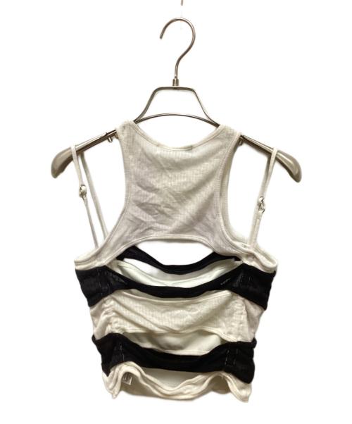 melt the lady（メルトザレディ）MELT THE LADY (メルトザレディ) tiny fluffy tank/タイニーフラッフィータンク ホワイト×ブラック サイズ:FREEの古着・服飾アイテム
