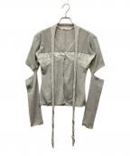 ojosオホス）の古着「デザインカーディガン/ELBOW CUT KNIT TOP」｜グレー