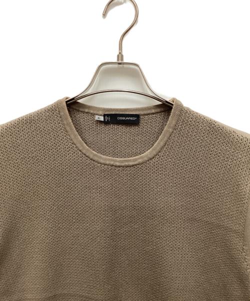 DSQUARED2（ディースクエアード）DSQUARED2 (ディースクエアード) コットンSSニット ブラウン サイズ:XLの古着・服飾アイテム