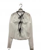 CODE Aコードエー）の古着「tulle lace ribbon blouse / レースリボンブラウス」｜ホワイト