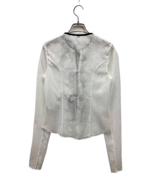 CODE A（コードエー）CODE A (コードエー) tulle lace ribbon blouse / レースリボンブラウス ホワイト サイズ:FREEの古着・服飾アイテム