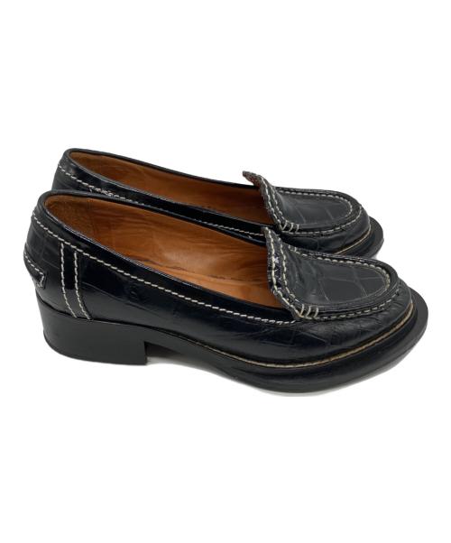 Acne studios（アクネ ストゥディオズ）ACNE STUDIOS (アクネ ストゥディオズ) クロコ型押しローファー ブラック サイズ:36の古着・服飾アイテム