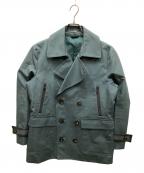 LANVIN COLLECTIONランバンコレクション）の古着「タイプライター地レザートリムPコート」｜スカイブルー