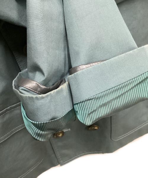 LANVIN COLLECTION（ランバンコレクション）LANVIN COLLECTION (ランバンコレクション) タイプライター地レザートリムPコート スカイブルー サイズ:46の古着・服飾アイテム