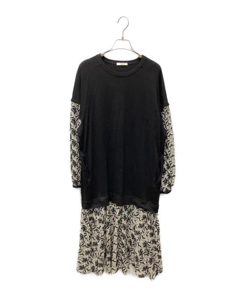 CLANE（クラネ）CLANE (クラネ) フラワーレースミックスワンピース ブラック サイズ:２の古着・服飾アイテム