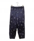 TODAYFULトゥデイフル）の古着「Embroidery Velour Pants/エンブロイダリーベロアパンツ」｜ネイビー