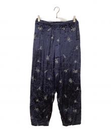 TODAYFUL（トゥデイフル）の古着「Embroidery Velour Pants/エンブロイダリーベロアパンツ」｜ネイビー