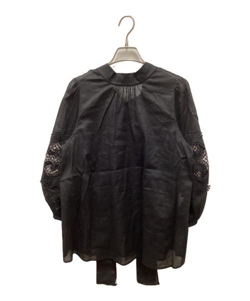 ANAYI（アナイ）ANAYI (アナイ) バックリボンレーススリーブブラウス ブラック サイズ:38の古着・服飾アイテム