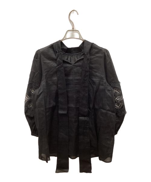 ANAYI（アナイ）ANAYI (アナイ) バックリボンレーススリーブブラウス ブラック サイズ:38の古着・服飾アイテム