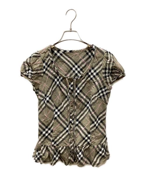 BURBERRY BLUE LABEL（バーバリー ブルー レーベル）BURBERRY BLUE LABEL (バーバリー ブルー レーベル) ノヴァチェックシャツブラウス ベージュ サイズ:36の古着・服飾アイテム