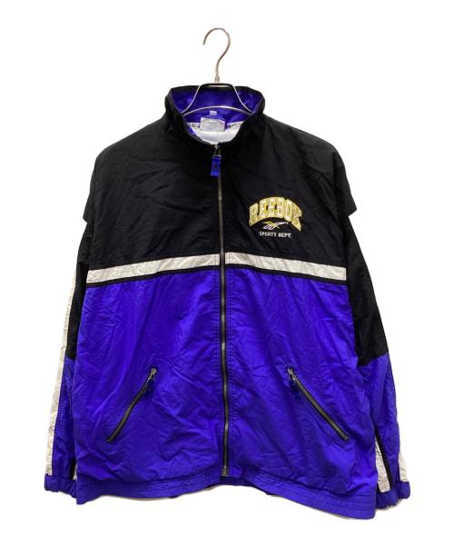 REEBOK（リーボック）REEBOK (リーボック) ナイロンジャケット ブラック×ブルー サイズ:XLの古着・服飾アイテム