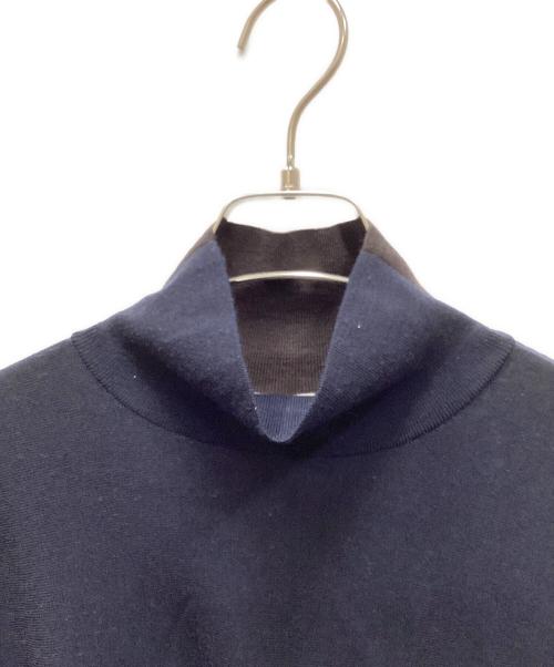 ANNUAL（アニュアル）annual (アニュアル) SHIPS (シップス) ハイネックバイカラーニット ブラウン×ネイビー サイズ:FREEの古着・服飾アイテム