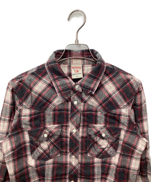 TRUE RELIGION（トゥルー レリジョン）TRUE RELIGION (トゥルー レリジョン) ウエスタンシャツ レッド×グレー サイズ:Mの古着・服飾アイテム