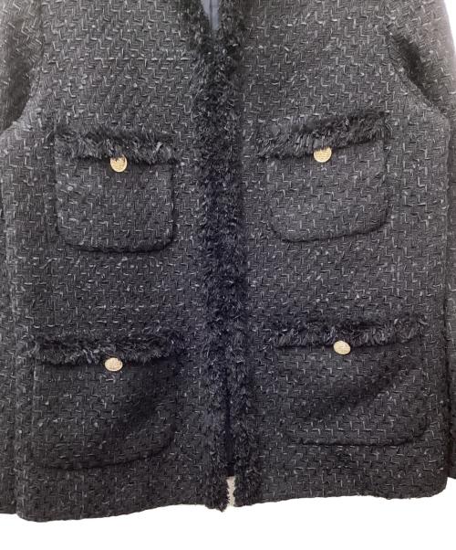 ANAYI（アナイ）ANAYI (アナイ) ミックスツイードノーカラージャケット ネイビー サイズ:38の古着・服飾アイテム