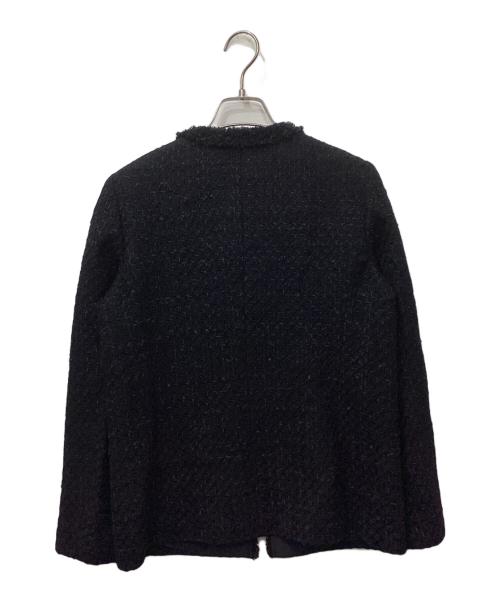 ANAYI（アナイ）ANAYI (アナイ) ミックスツイードノーカラージャケット ネイビー サイズ:38の古着・服飾アイテム