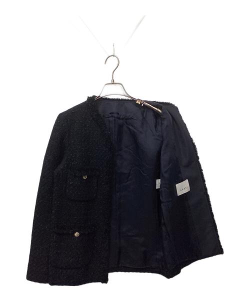 ANAYI（アナイ）ANAYI (アナイ) ミックスツイードノーカラージャケット ネイビー サイズ:38の古着・服飾アイテム