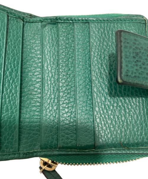 GUCCI（グッチ）GUCCI (グッチ) GGキャンバスラウンドジップウォレット ベージュ×グリーンの古着・服飾アイテム