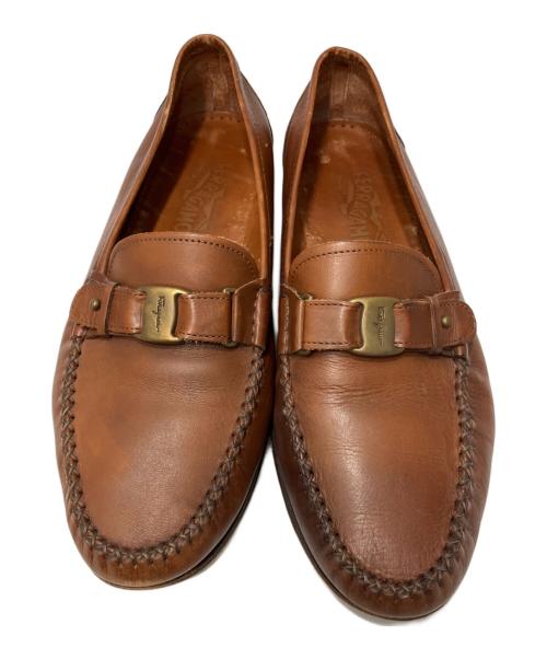 Salvatore Ferragamo（サルヴァトーレ フェラガモ）Salvatore Ferragamo (サルヴァトーレ フェラガモ) ストラップローファー ブラウン サイズ:9EEの古着・服飾アイテム