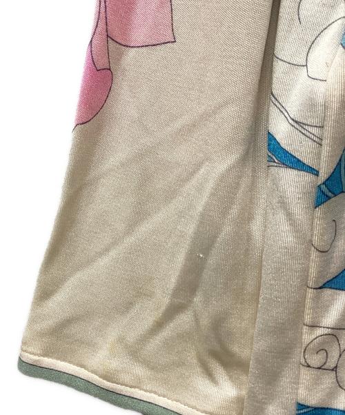 LEONARD PARIS（レオナール パリ）LEONARD PARIS (レオナール パリ) フラワープリントシルクブラウス ブルー×アイボリー サイズ:42の古着・服飾アイテム