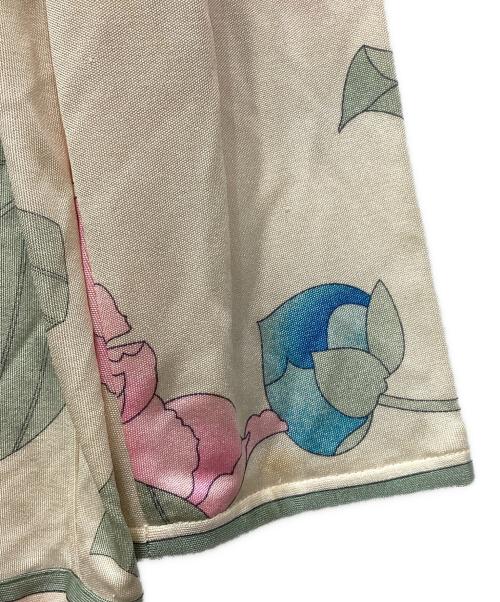 LEONARD PARIS（レオナール パリ）LEONARD PARIS (レオナール パリ) フラワープリントシルクブラウス ブルー×アイボリー サイズ:42の古着・服飾アイテム