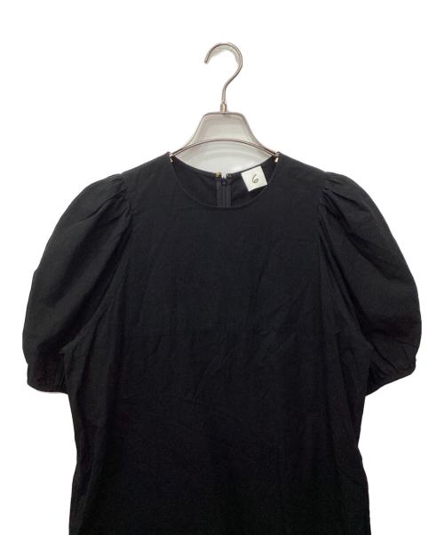 6(ROKU) BEAUTY&YOUTH（ロク ビューティーアンドユース）6(ROKU) BEAUTY&YOUTH (ロク ビューティーアンドユース) VOLUME SHORT SLEEVE DRESS（ボリュームショートスリーブドレス） ブラック サイズ:36の古着・服飾アイテム