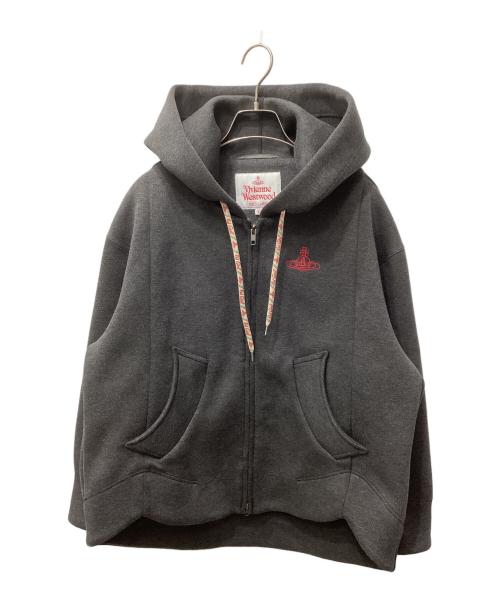 Vivienne Westwood RED LABEL（ヴィヴィアンウエストウッドレッドレーベル）Vivienne Westwood RED LABEL (ヴィヴィアンウエストウッドレッドレーベル) ヘビーダンボールラウンドヘムジップフーディー グレー サイズ:００の古着・服飾アイテム