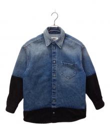 MM6 Maison Margiela（エムエムシックスメゾンマルジェラ）の古着「Spliced Denim Shirt（スプライスドデニムシャツ）」｜インディゴ×ブラック