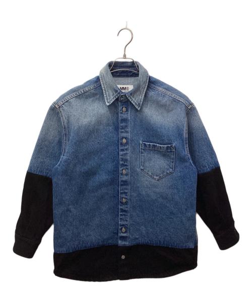 MM6 Maison Margiela（エムエムシックスメゾンマルジェラ）MM6 Maison Margiela (エムエムシックスメゾンマルジェラ) Spliced Denim Shirt（スプライスドデニムシャツ） インディゴ×ブラック サイズ:36の古着・服飾アイテム
