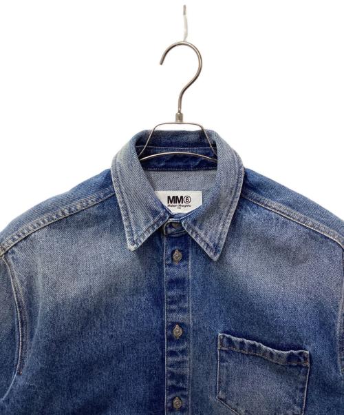 MM6 Maison Margiela（エムエムシックスメゾンマルジェラ）MM6 Maison Margiela (エムエムシックスメゾンマルジェラ) Spliced Denim Shirt（スプライスドデニムシャツ） インディゴ×ブラック サイズ:36の古着・服飾アイテム