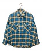 goldゴールド）の古着「SOFT NEL CHECK BIG POCKET WORK SHIRT / チェックネルシャツ」｜ベージュ×ブルー