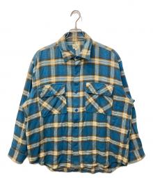 gold（ゴールド）の古着「SOFT NEL CHECK BIG POCKET WORK SHIRT / チェックネルシャツ」｜ベージュ×ブルー