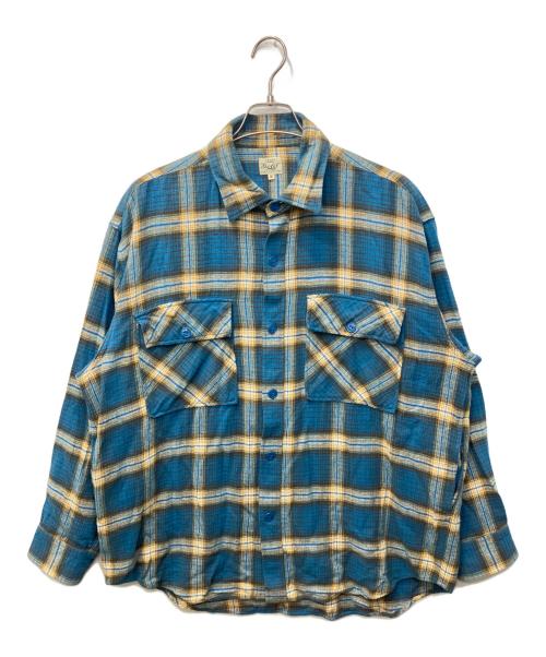 gold（ゴールド）GOLD (ゴールド) SOFT NEL CHECK BIG POCKET WORK SHIRT / チェックネルシャツ ベージュ×ブルー サイズ:Mの古着・服飾アイテム