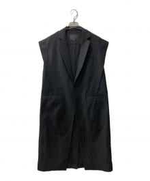 HARRISON WONG（ハリソン ウォン）の古着「Smocking Textured long Vest/シワ加工ロングジレ」｜ブラック