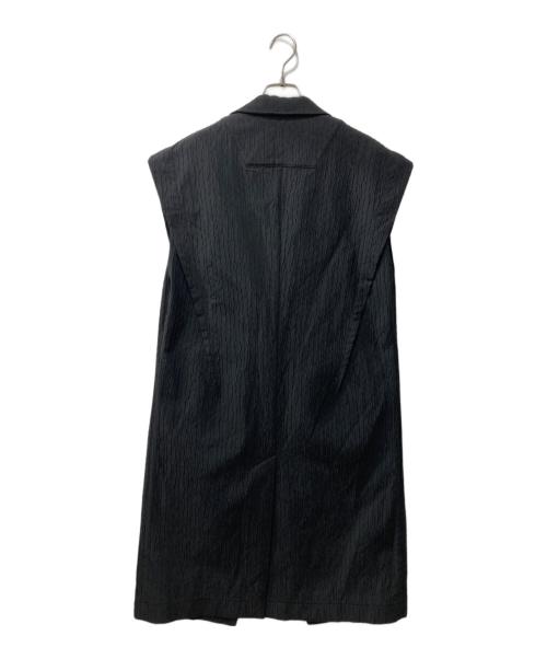 HARRISON WONG（ハリソン ウォン）HARRISON WONG (ハリソン ウォン) Smocking Textured long Vest/シワ加工ロングジレ ブラック サイズ:Mの古着・服飾アイテム