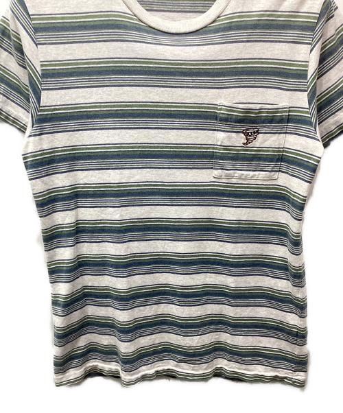Hysteric Glamour（ヒステリックグラマー）Hysteric Glamour (ヒステリックグラマー) ボーダーポケットTシャツ グレー×グリーン サイズ:freeの古着・服飾アイテム