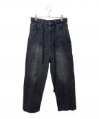 Whim Gazetteウィムガゼット）の古着「センタープレスブラックデニムパンツ」｜ブラック