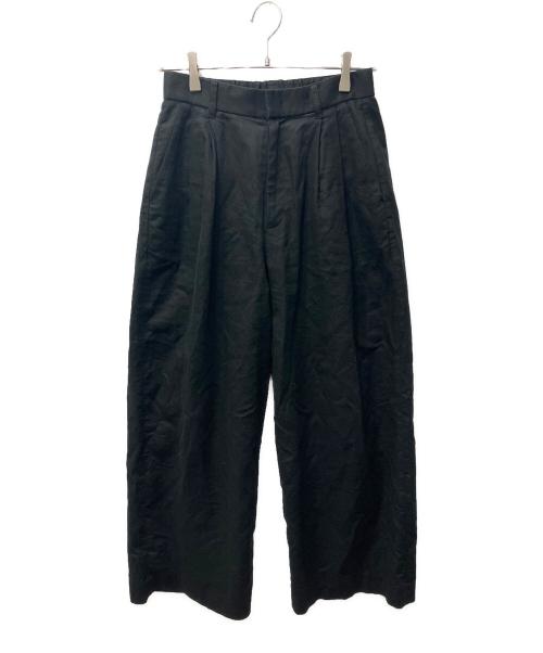 THE PAUSE（ザポーズ）THE PAUSE (ザポーズ) コットンリネンタックパンツ ブラック サイズ:36の古着・服飾アイテム