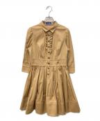 BURBERRY BLUE LABELバーバリー ブルー レーベル）の古着「金ボタンフリルワンピース」｜ベージュ