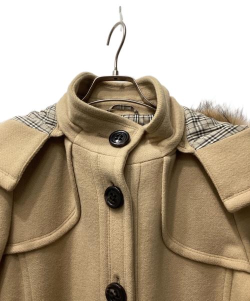 BURBERRY BLUE LABEL（バーバリー ブルー レーベル）BURBERRY BLUE LABEL (バーバリー ブルー レーベル) ノバチェックフード付きウールコート ベージュ サイズ:38の古着・服飾アイテム