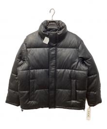 Calvin Klein（カルバンクライン）の古着「Men's Faux Leather Puffer Jacket/フェイクレザー中綿ジャケット」｜ブラック