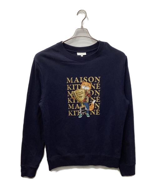 maison kitsune（メゾンキツネ）MAISON KITSUNE (メゾンキツネ) FOX CHAMPION REGULAR SWEATSHIRT（フォックスチャンピオンレギュラースウェットシャツ） ネイビー サイズ:XLの古着・服飾アイテム