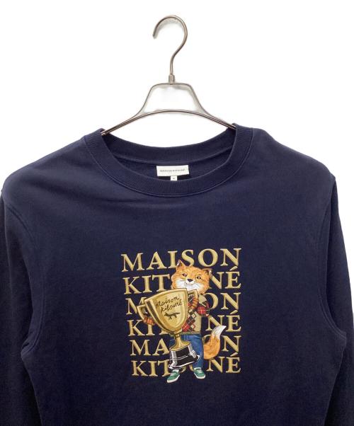 maison kitsune（メゾンキツネ）MAISON KITSUNE (メゾンキツネ) FOX CHAMPION REGULAR SWEATSHIRT（フォックスチャンピオンレギュラースウェットシャツ） ネイビー サイズ:XLの古着・服飾アイテム
