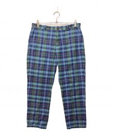 BROOKS BROTHERS（ブルックスブラザーズ）の古着「コットン マドラス プレーンフロントパンツ Slim」｜ブルー