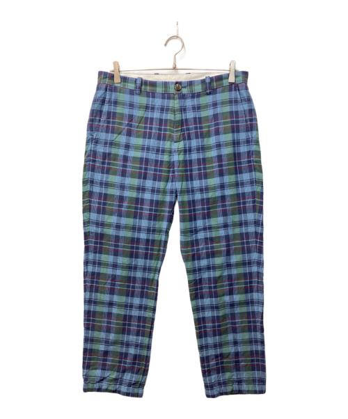 BROOKS BROTHERS（ブルックスブラザーズ）BROOKS BROTHERS (ブルックスブラザーズ) コットン マドラス プレーンフロントパンツ Slim ブルー サイズ:W32の古着・服飾アイテム