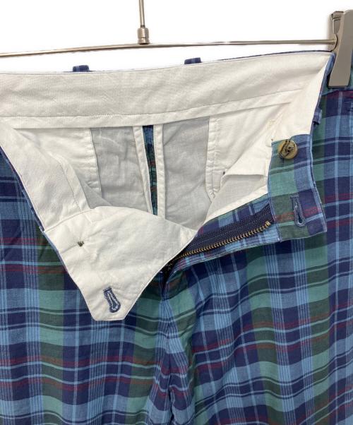 BROOKS BROTHERS（ブルックスブラザーズ）BROOKS BROTHERS (ブルックスブラザーズ) コットン マドラス プレーンフロントパンツ Slim ブルー サイズ:W32の古着・服飾アイテム