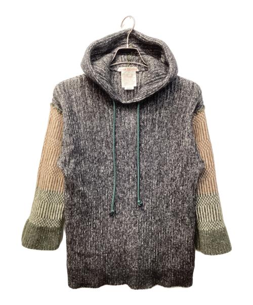 Acne studios（アクネ ストゥディオズ）ACNE STUDIOS (アクネ ストゥディオズ) アルパカ×モヘア混再構築ニットパーカー ブラウン×グレー サイズ:XXSの古着・服飾アイテム