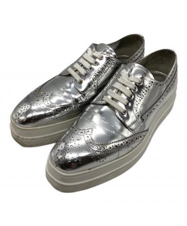 中古・古着通販】PRADA (プラダ) ウイングチップスニーカー シルバー